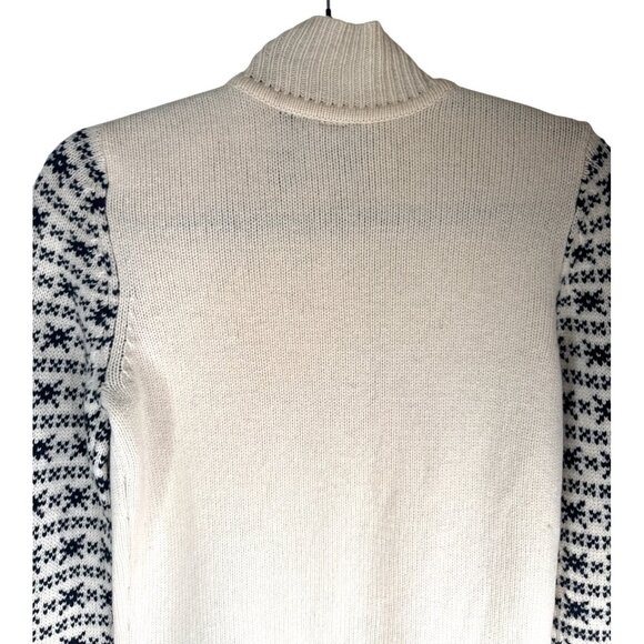 Skyr Womens Small Beige & Black Snowflake Lambs Wool Full-Zip Sweater - Picture 11 of 12
